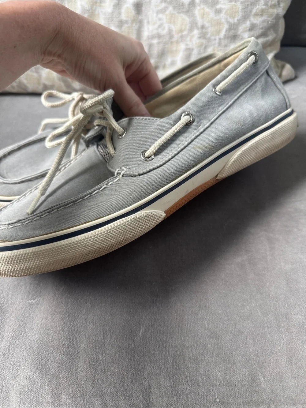 Sperry Men's Grey Canvas Boat Shoes size 10.5 M